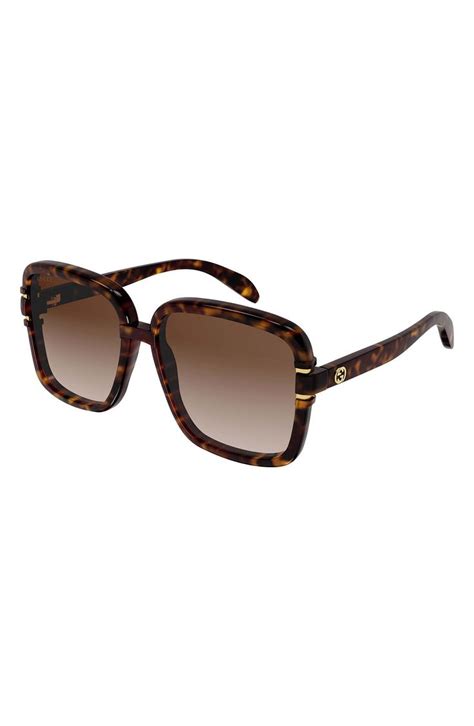 gucci sunglasses havana blue|gucci 59mm square sunglasses.